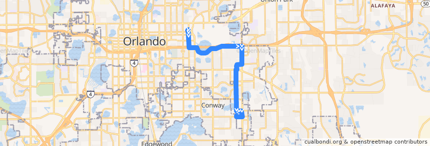 Mapa del recorrido 6 Dixie Belle Drive (southbound) de la línea  en Орландо.