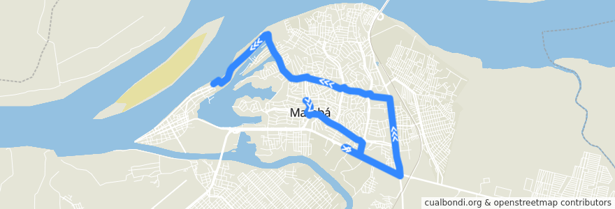 Mapa del recorrido 007 IDA : Folhas 14, 15, 16 e 17 de la línea  en Marabá.