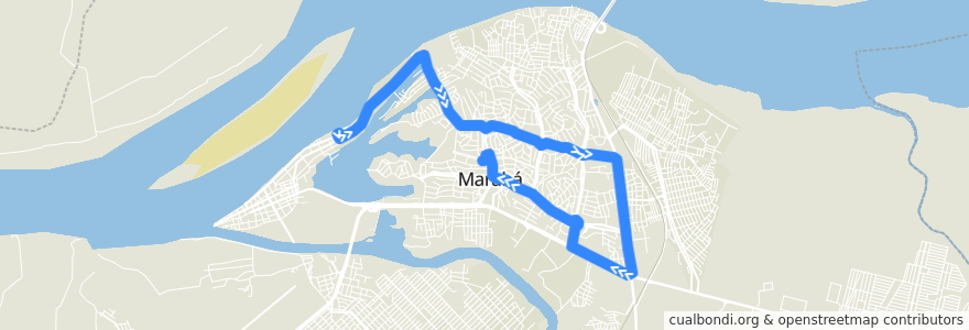 Mapa del recorrido 007 VOLTA : Folhas 14, 15, 16 e 17 de la línea  en Marabá.