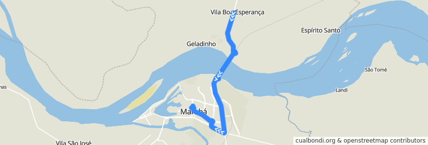 Mapa del recorrido 008 VOLTA : São Felix de la línea  en Marabá.