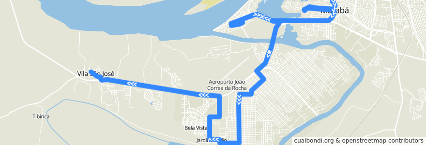 Mapa del recorrido 003 IDA : Vila São José de la línea  en Marabá.