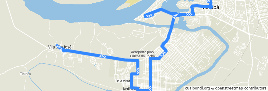 Mapa del recorrido 003 VOLTA : Vila São José de la línea  en Marabá.