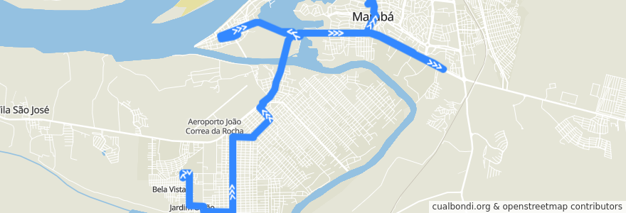 Mapa del recorrido 004 VOLTA : Jardim União de la línea  en Marabá.