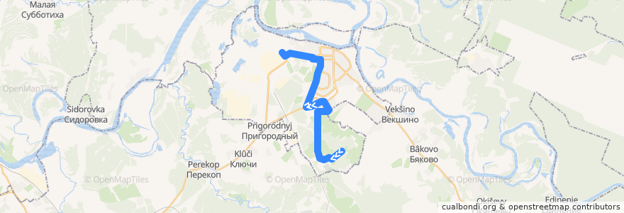 Mapa del recorrido 9 de la línea  en городской округ Кирово-Чепецк.