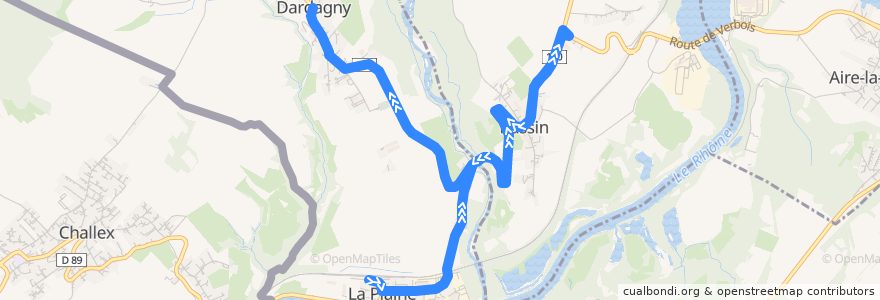 Mapa del recorrido Bus 75: La Plaine-Gare → Russin-Village → Dardagny de la línea  en Geneva.