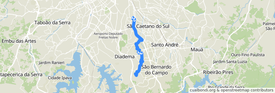 Mapa del recorrido 006 São Bernardo do Campo (Jardim Nazareth) de la línea  en Região Imediata de São Paulo.