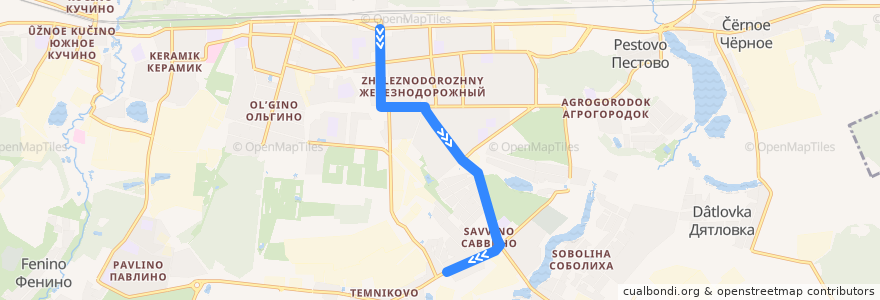 Mapa del recorrido Автобус 1: станция Железнодорожная - Саввино de la línea  en городской округ Балашиха.