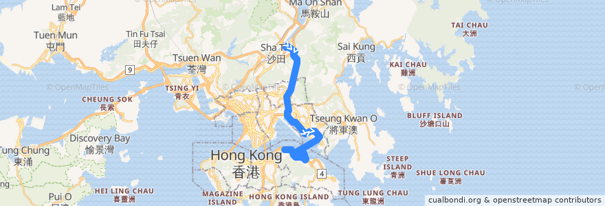 Mapa del recorrido Bus 682C (City One Shatin - North Point) (2) de la línea  en Hong Kong.