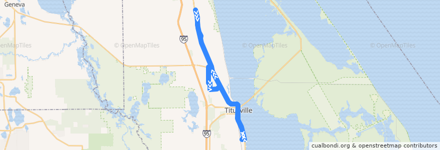 Mapa del recorrido SCAT route 5 de la línea  en مقاطعة بريفارد (فلوريدا).