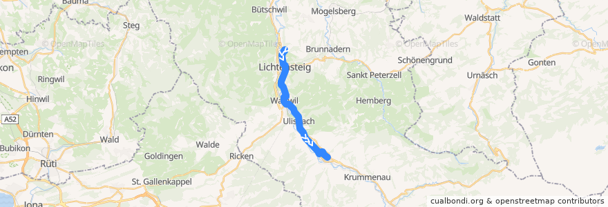 Mapa del recorrido Bus 770: Lichtensteig, Steigrüti => Ebnat, Wier de la línea  en Wahlkreis Toggenburg.