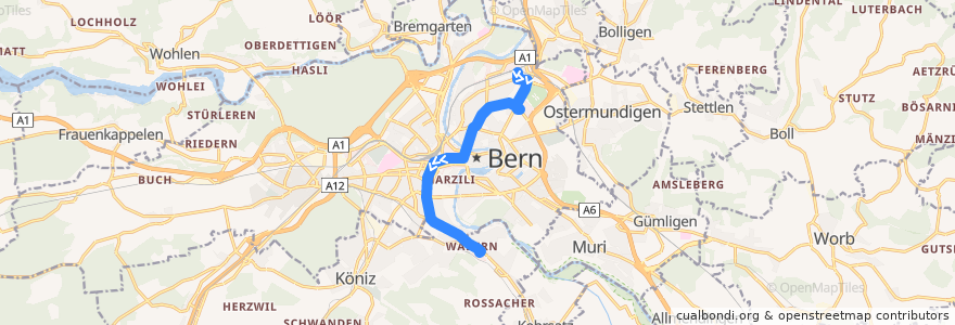 Mapa del recorrido Tram 9: Wankdorf Bahnhof => Wabern de la línea  en Berna.