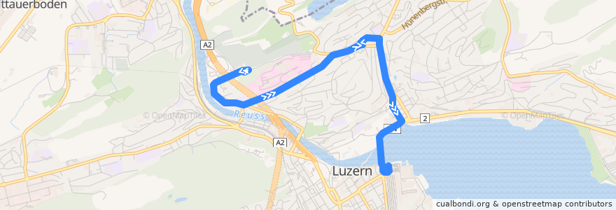 Mapa del recorrido Bus 19: Luzern, Friedental => Luzern, Bahnhof de la línea  en Luzern.