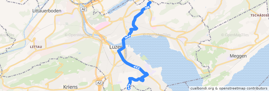 Mapa del recorrido Bus 7: Luzern, Biregghof => Luzern, Unterlöchli de la línea  en Luzern.