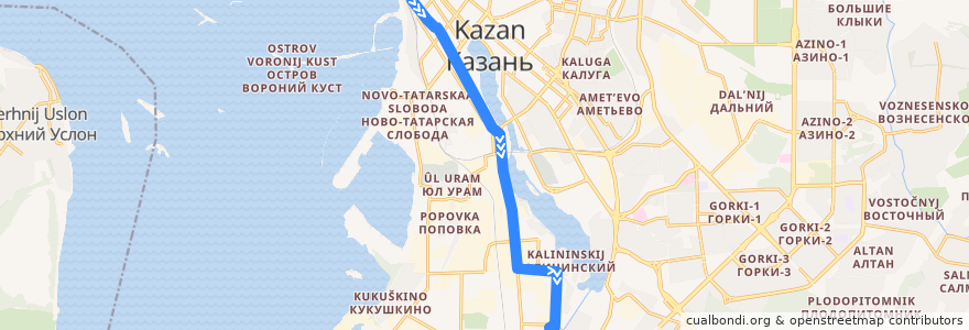 Mapa del recorrido ТМ 3 Ж/Д Вокзал - жилой массив Борисково de la línea  en городской округ Казань.