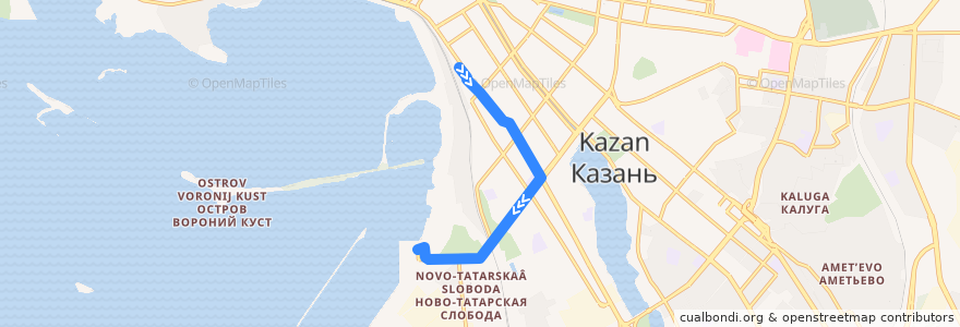 Mapa del recorrido ТМ 2 Ж/Д Вокзал - Речной вокзал de la línea  en городской округ Казань.