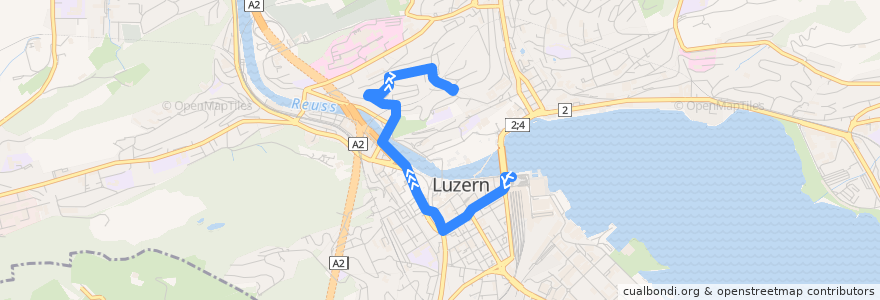 Mapa del recorrido Bus 9: Luzern, Bahnhof => Luzern, Bramberg de la línea  en Luzern.