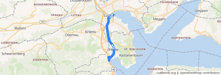 Mapa del recorrido Bus 20: Luzern, Bahnhof => Horw, Ennethorw de la línea  en Lucerne.