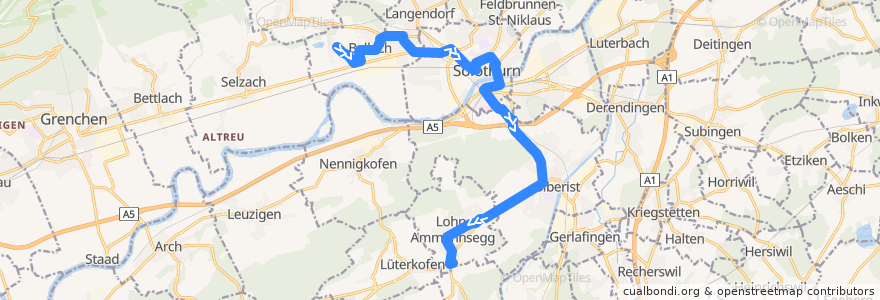 Mapa del recorrido Bus 3: Bellach => Lohn-Lüterkofen de la línea  en Золотурн.