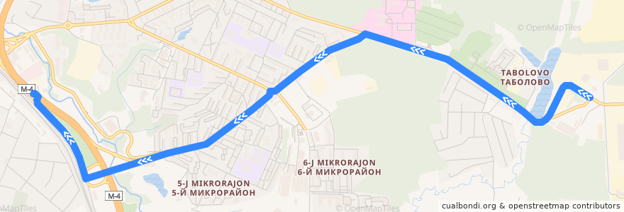 Mapa del recorrido Видное Троллейбус №4: МКГЗ - Расторгуево de la línea  en Ленинский городской округ.