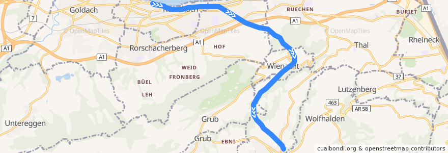 Mapa del recorrido S25: Rorschach Hafen <=> Heiden de la línea  en St. Gallen.