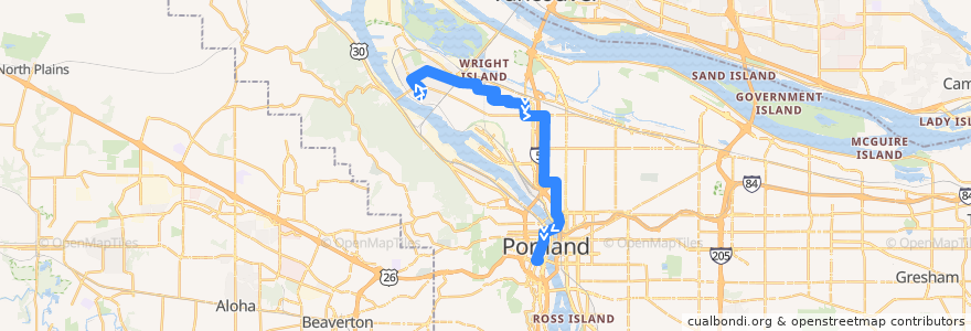 Mapa del recorrido Bus 4: Saint Johns => Portland de la línea  en Portland.