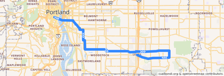 Mapa del recorrido Bus 10: Portland => Lents de la línea  en Portland.