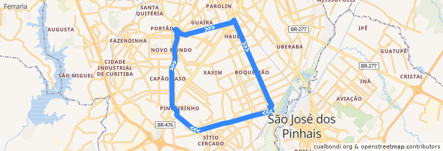 Mapa del recorrido Circular Sul de la línea  en 쿠리치바.