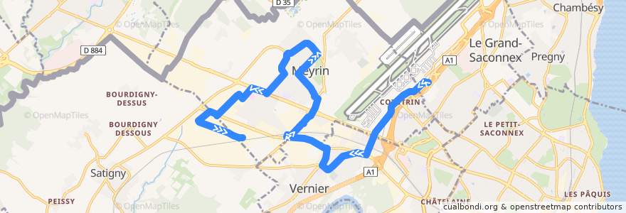 Mapa del recorrido Bus 57: Aéroport → ZIMEYSA-Gare de la línea  en Genebra.