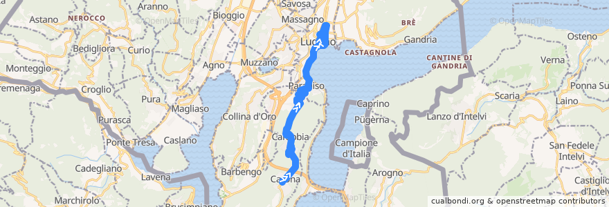 Mapa del recorrido Bus 434: Lugano-Carona de la línea  en Bezirk Lugano.