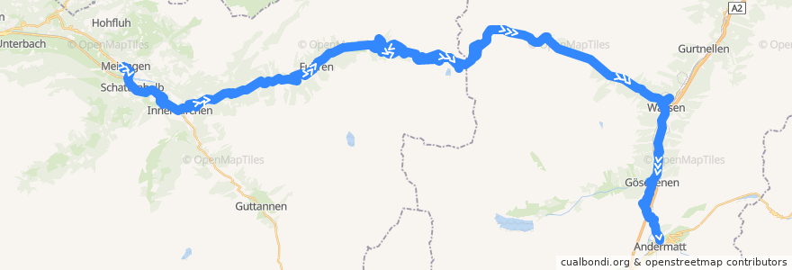 Mapa del recorrido Bus 162: Meiringen => Andermatt (Sustenpass-Linie) de la línea  en سويسرا.