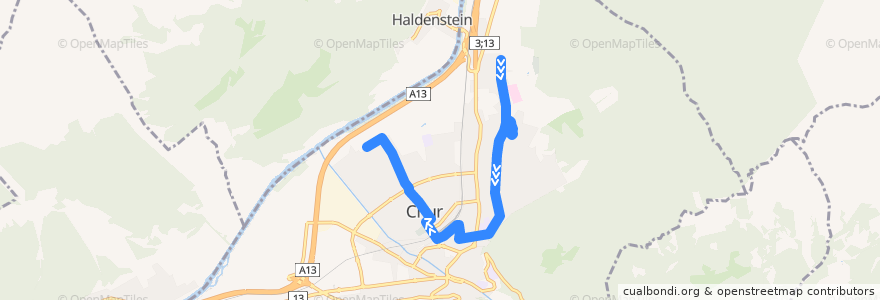 Mapa del recorrido 4: Seniorenzentrum Cadonau - Austrasse de la línea  en Chur.