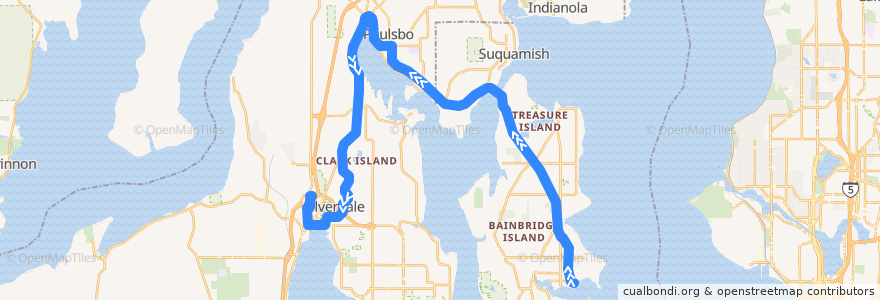 Mapa del recorrido Kitsap Transit #333 Silverdale/Bainbridge (to Silverdale Transit Center) de la línea  en Kitsap County.