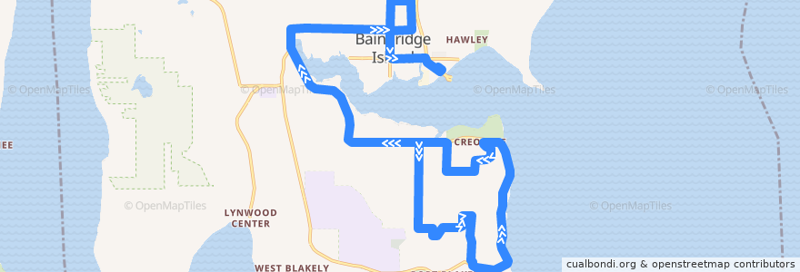 Mapa del recorrido Kitsap Transit #99 Bill Point (to Bainbridge Island Ferry) de la línea  en Bainbridge Island.