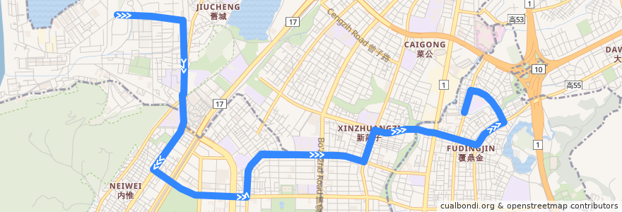 Mapa del recorrido 紅36(正線_往程) de la línea  en 高雄市.