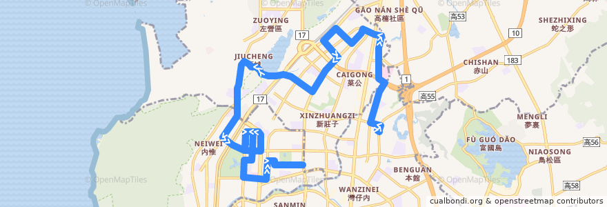 Mapa del recorrido 紅35(往程) de la línea  en Kaohsiung.