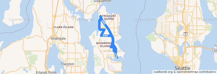 Mapa del recorrido Kitsap Transit #93 Manzanita (to Bainbridge Island Ferry from Komedal & Seabold) de la línea  en Bainbridge Island.