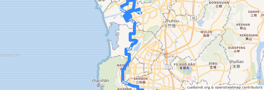 Mapa del recorrido 245路(往程) de la línea  en 가오슝시.