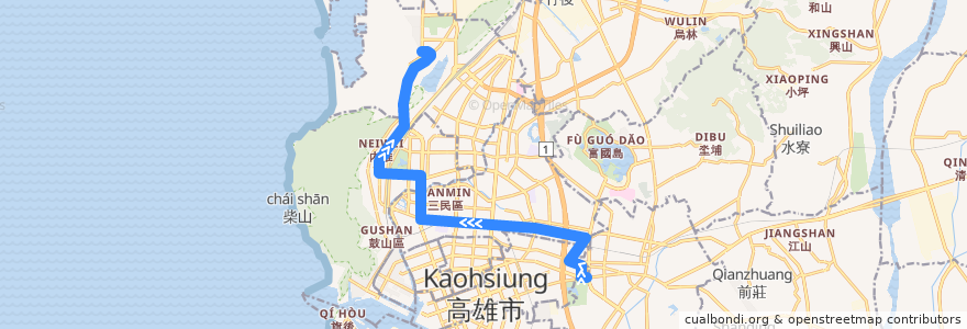 Mapa del recorrido 73路(往程) de la línea  en Kaohsiung.