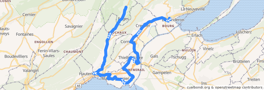 Mapa del recorrido Bus 133: Le Landeron-Marin-St-Blaise-Enges de la línea  en Neuchâtel.