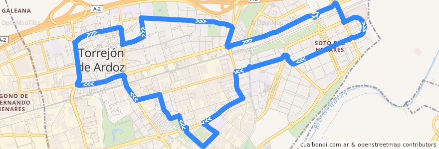 Mapa del recorrido Bus L1B: Circular de la línea  en Torrejón de Ardoz.