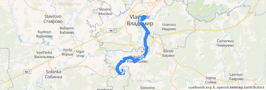 Mapa del recorrido Автобус №115: г.Радужный -> г.Владимир de la línea  en Oblast Wladimir.