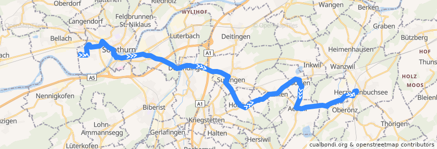 Mapa del recorrido Bus 5: Solothurn Brühl => Herzogenbuchsee de la línea  en Золотурн.