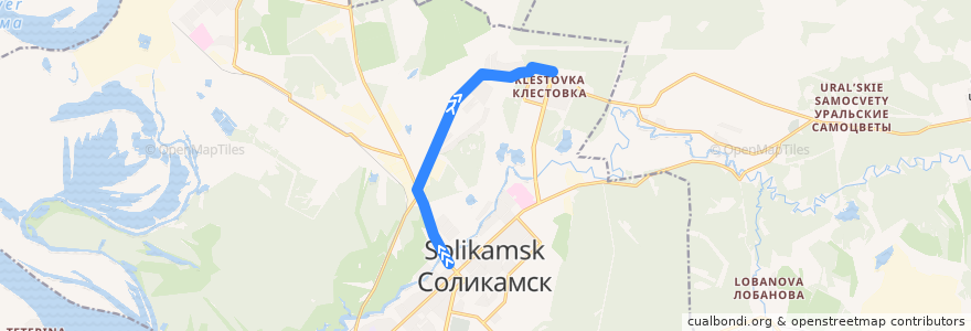 Mapa del recorrido Автобус №3: Автостанция (Центр) - Клестовка de la línea  en Соликамский городской округ.