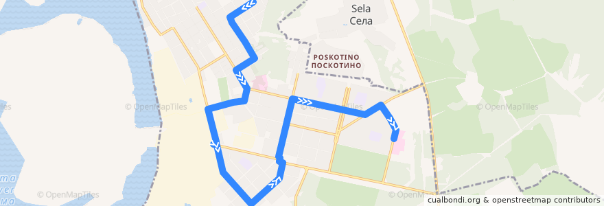 Mapa del recorrido Автобус №5: ул.Тельмана - Городская больница № 2 de la línea  en ソリカムスク地区.