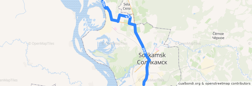 Mapa del recorrido Автобус №7: Боровая - Автостанция (Центр) - СМЗ de la línea  en Соликамский городской округ.