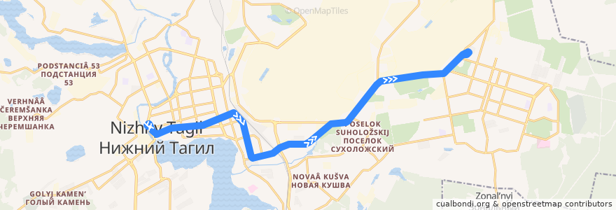 Mapa del recorrido Трамвай 1: Островского - УВЗ de la línea  en городской округ Нижний Тагил.