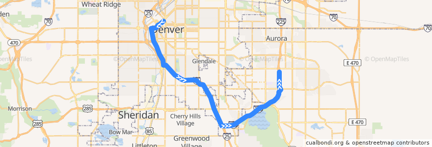 Mapa del recorrido RTD H Line → Florida de la línea  en Colorado.