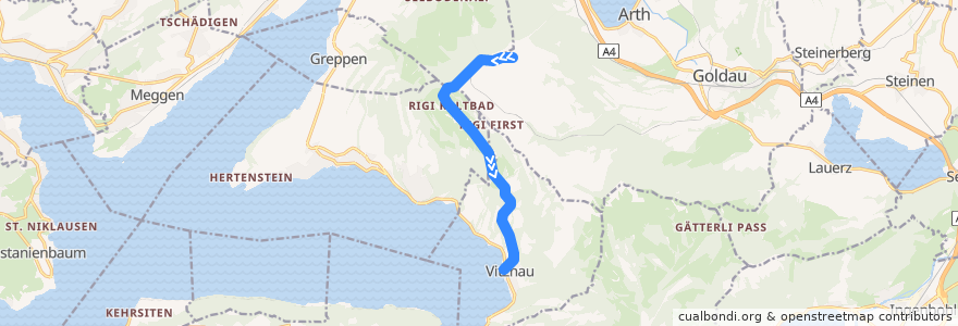 Mapa del recorrido Vitznau-Rigi-Bahn de la línea  en Suiza.