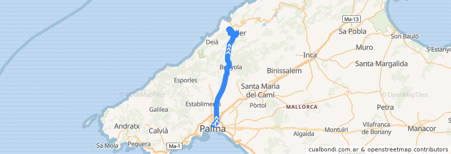 Mapa del recorrido Tren de Sóller de la línea  en Balearische Inseln.