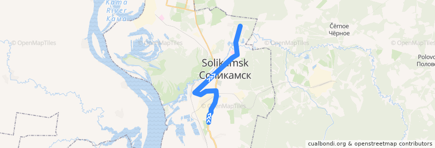 Mapa del recorrido Автобус №14: Клестовка - Парк de la línea  en Соликамский городской округ.